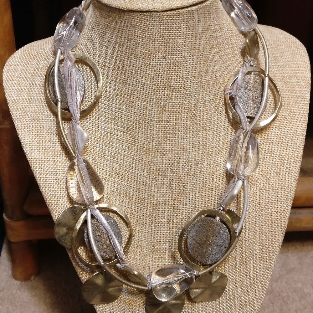 SOLD ON EBAY Wood Metal Ribbon Lucite